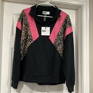 BEACH RIOT Maxine Half Zip in Amour Leopard Jacket